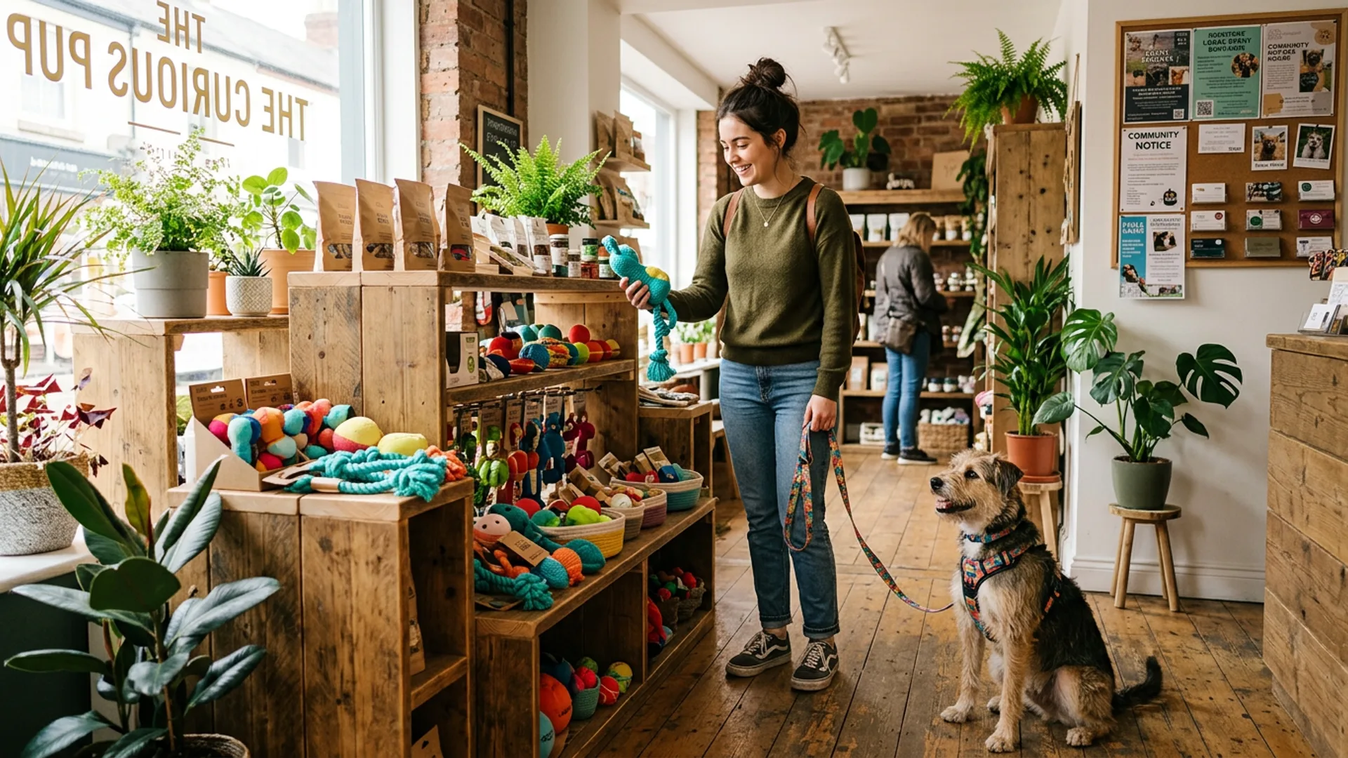 Pet toys displayed in a discovery boutique
